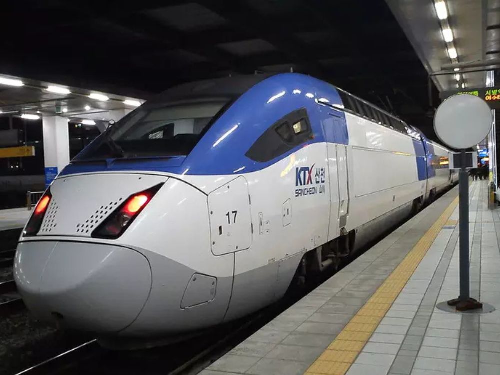 Imagem do trem KTX de alta velocidade na Coreia do Sul
