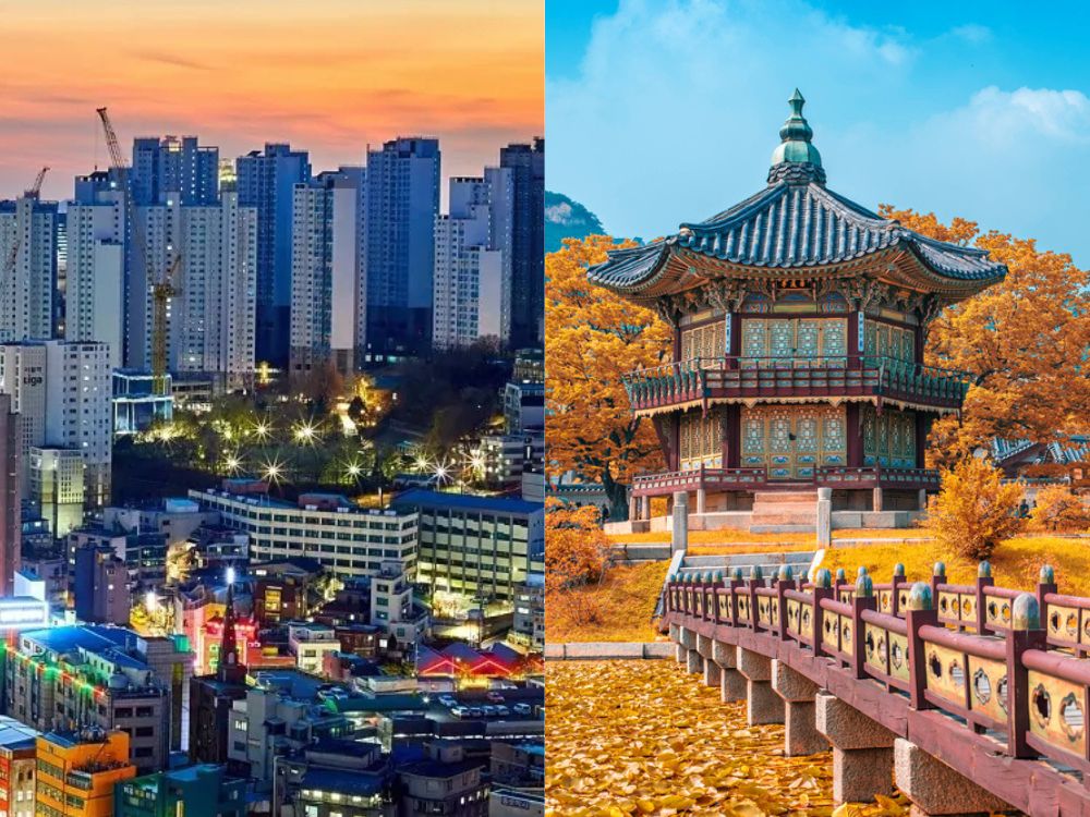 Imagem retrata a dualidade do turismo na coreia do sul